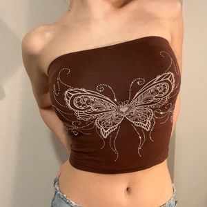 Butterfly rhinestone top